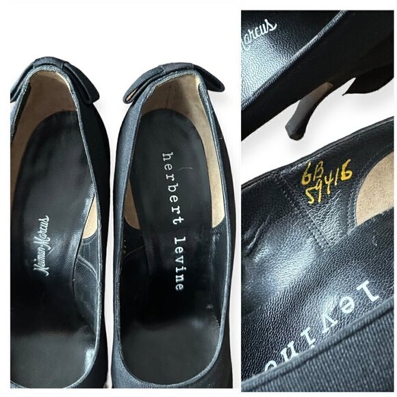 Vintage Herbert Levine "Sailor Beware" Pumps with Bow at Back, Black Suede, Size - Picture 8 of 16